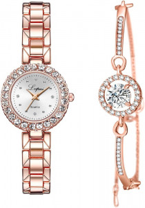 Casio Original 3937d Quartz Crystal Accented Chain Bracelet Womens Watch